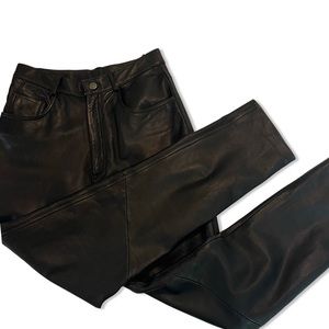 Black leather skinny pants